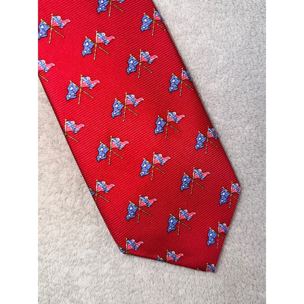 Southern Proper Mens Seccesion Silk Tie American Flags Patriotic Hand Sewn USA